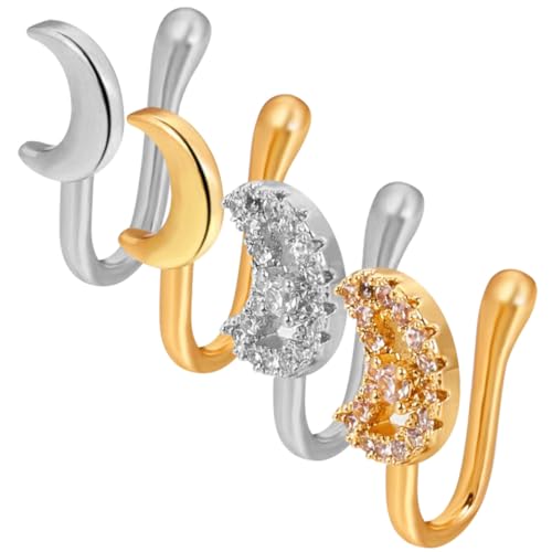 VALICLUD 4 Stck Non Piercing Nasenringe Teiliges Mond und Herz Design Metalllegierung Schmerzfrei Verstellbare Nasenring Klemmen für Damen Modischer Komfortabler Schmuck Frei von Piercing von VALICLUD