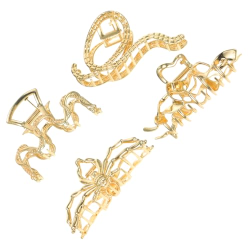 VALICLUD 4 Stck Teiliges Metall Haarklammern für Damen Dekorative Krallenclips Spinnen Fisch und Schlangendesign für Partys Hochzeiten und Alltag von VALICLUD