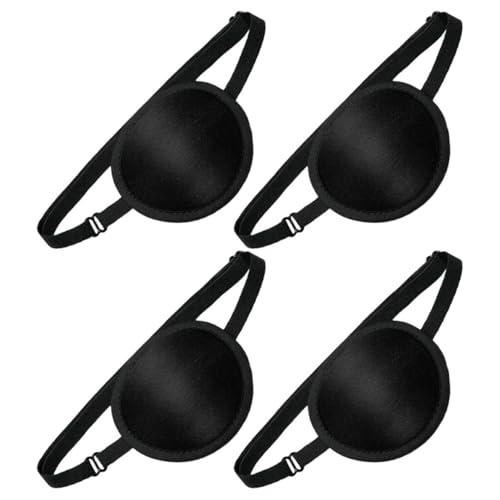 VALICLUD 4 Stück Augenklappe Verstellbar Gepolsterte Piraten Augenbinde für Amblyopie Therapie Lichtblockierende Occlusion Patch Atmungsaktiv für Schule Rollenspiele und Halloween von VALICLUD