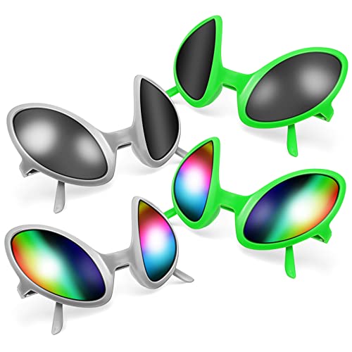 VALICLUD 4 Stück Außerirdische Partybrille mit Holografischen und Grauen Gläsern Witzige Sonnenbrille für Karneval Cosplay Year Unisex Universelle Auffälliges Party Accessoire von VALICLUD