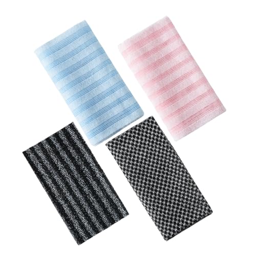 VALICLUD 4 Stück Badetuch duschzubehör duschschrubber Peeling Handtuch Hautschrubber Handtuch Exfoliation Handtuch Rückenschrubber Luffa Körperwäscher Peeling-Waschlappen Polyester von VALICLUD