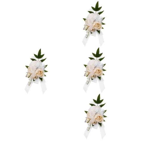 VALICLUD 4 Stück Braut Und Brautjungfer Hochzeit Schulter Künstliche Rose Band Corsage Abschlussball Brautjungfer Kleid Dekorative Blume Weiß + Hochzeitssträuße Für Brautjungfern von VALICLUD
