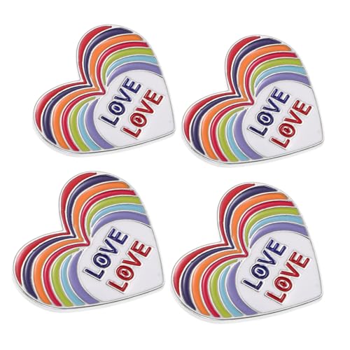 VALICLUD 4 Stück Bunte Love Heart Anstecknadeln aus Langlebiger Legierung Regenbogen Pride Broschen für Kleidung Rucksack Hochzeit Geburtstag Geschenk von VALICLUD