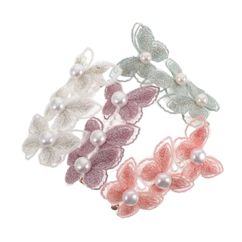 VALICLUD 4 Stück Bunte Spiralgummi Haargummis mit Spitzen Schmetterlings Schleife Elastische Telefonkabel Sicherer für Pferdeschwanz Schonend für Haare Modisches Damen und Mädchen von VALICLUD