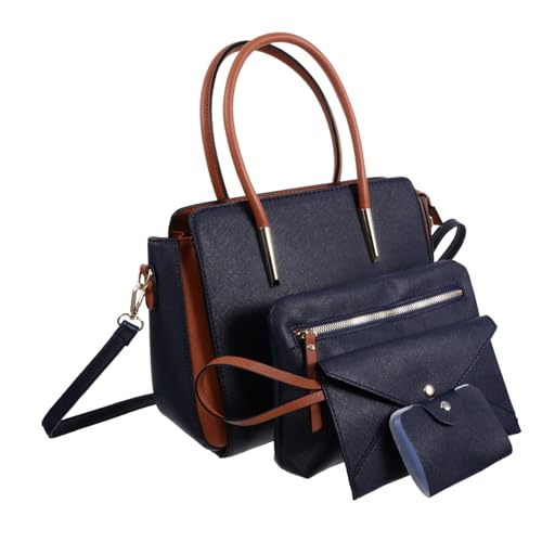VALICLUD 4 Stück Damen Schultertasche PU im Modischen Farbblock Design Teiliges Strapazierfähige Crossbody und Umhängetasche für Alltag Stilvoll und Vielseitig Tragbar Komfortabel und von VALICLUD
