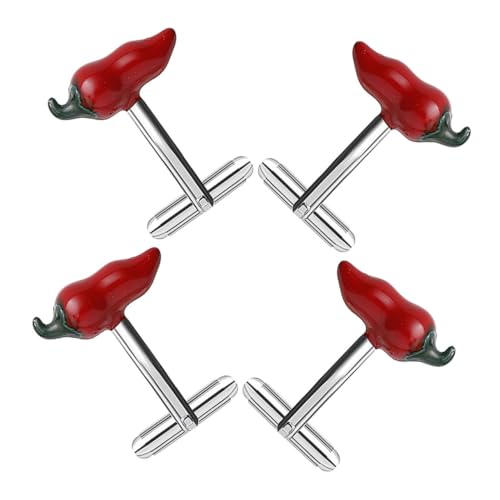 VALICLUD 4 Stück Einzigartige Manschettenknöpfe Mit Gefälschtem Pfeffer, Kreativer Ärmelnagelknopfclip Für Männer Und Frauen, Metallmanschettenknopf, Lustiges Und Stilvolles Hemdzubehör von VALICLUD