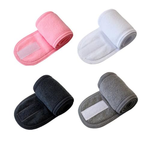 VALICLUD 4 Stück Elastische Damen Haarbänder mit verstellbarem Verschluss Waschbar Atmungsaktiv Vielseitig für Sport Yoga Gesichtsreinigung in Weiß Rosa Schwarz von VALICLUD