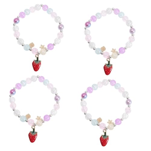 VALICLUD 4 Stück Erdbeer Armband Schmuckstücke für Kinder Geschenke für Kinder friendship bracelet sommerarmband Armband aus Kristallperlen Mädchen Schmuck kleines Mädchen Perlenarmband von VALICLUD