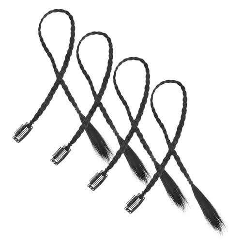 VALICLUD 4 Stück Geflochtene Pferdeschwanzverlängerung Lange Haarteil Synthetisch Schwarz Clip on Hitzebeständig Für Damen Für Partys Und Cosplay VALICLUD 4 Stück Geflochtene Pferdeschwanzverlängerung Lange Haarteil Synthetisch Schwarz Clip on Hitzebeständig Für Damen Für Partys Und Cosplay von VALICLUD