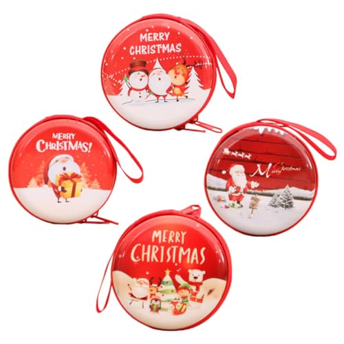 VALICLUD 4 Stück Geldbörse Für Weihnachtsmünzen Christbaumkugeln Christbaumschmuck Behälter Mini-münzbeutel Weihnachtsgeschenktüten Weihnachtsmünzenbeutel Eisen Rot von VALICLUD