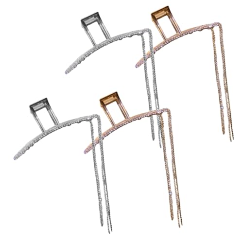 VALICLUD 4 Stück Glitzernde mit Kette und Quaste für Dünnes und Dickes Haar Modische Haarklammern für Frauen Langlebige Legierung Vielseitig für Alltag und Besondere Anlässe von VALICLUD