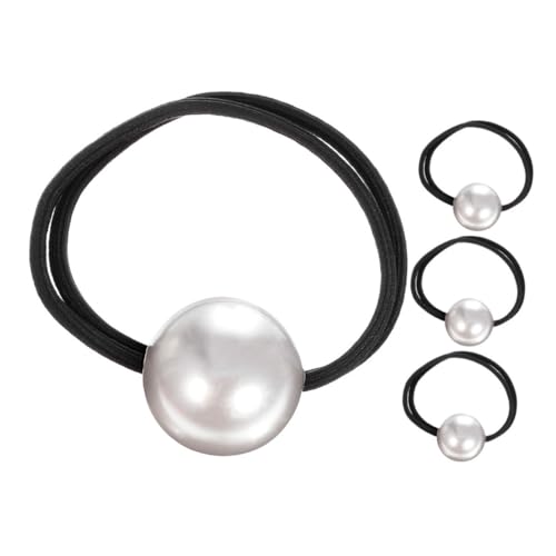 VALICLUD 4 Stück Haargummis Zubehör Mädchen Frauen Satin Scrunchie Haarbänder Perlen Elastische Haargummihalter Kleine Lockige Perlen Haardekor Perlen Haargummis Haarperlen Grau Anti von VALICLUD