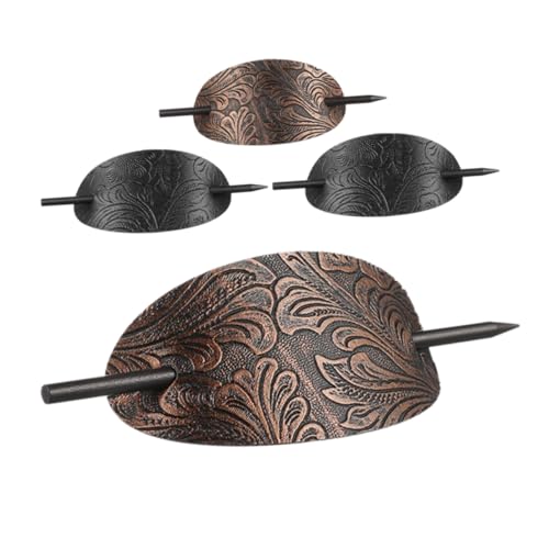 VALICLUD 4stücke Retro-haarnadel Aus Leder Oval Lang Bronzefarben Für Festen Halt Und Stilvolle Frisuren Leder-haarnadel Im Retro-stil Für Damen von VALICLUD