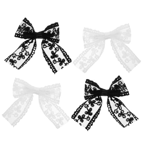 VALICLUD 4 Stück Haarnadel Spitzenschleifen Haarschleifen Frauen Spitzenhaarschleifen große Haarschleifen süße Bögen Spitze Haarschleife Haarschleifen für Damen schwarze Haarschleife Stoff von VALICLUD