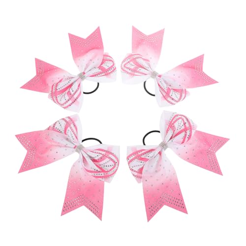 VALICLUD 4 Stück Haarschmuck Haarspange Cheerleading-Bögen für Mädchen glitzernde Jubelschleifen Blumenmädchen Haar Accessoire Haargummis mit Strasssteinen Polyester Rosa von VALICLUD