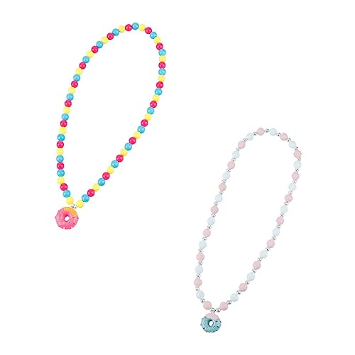 VALICLUD 4 Stück Halskette für Kinder Kindergeburtstag bevorzugt Geschenke Halskette aus Acryl eine Halskette Halsketten süße Halskette Kinderkette Süss Anhänger Acrylperlen Krapfen von VALICLUD