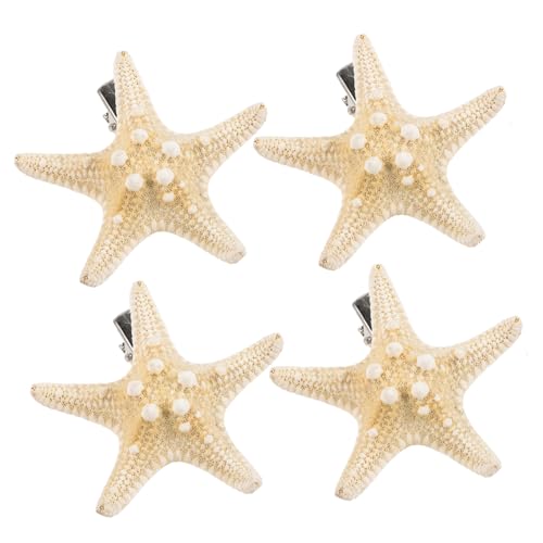 VALICLUD 4stücke Seestern-haarspange Fünfzackige Stern Haarnadel Strand Haarschmuck Für Frauen Und Mädchen Handgefertigte Natürliche Haarspangen Zufällige Und Farben von VALICLUD