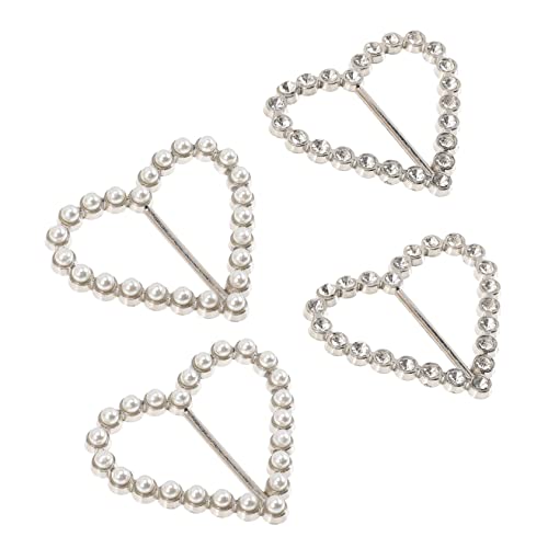 VALICLUD 4 Stück Herzförmige Strass Schalspangen mit Perlen Dekorative Tuch und Taillenschnallen für Damen Modische Kleidungsschließe zum Knoten und Verzieren von Schals Shirts Jacken von VALICLUD