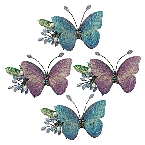 VALICLUD 4stücke Gestickte Schmetterlings Haarclips Entenschnabel Seite Haarnadeln Haaraccessoires Für Damen von VALICLUD
