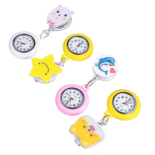 VALICLUD 4stücke Dehnbare Pocket Watch Praktische Schwesternuhr Mit Aufhängung Hängende Uhr Für Pflegekräfte Cartoon Design Für Damen Und Herren Für Medizinstudenten von VALICLUD
