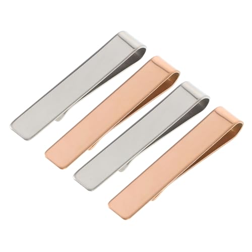 VALICLUD 4 Stück Krawattenklammer Minimalistisches Design mit Spiegel in und Roségold Eleganter Herren Anzug Clip für Business Hochzeit und Festliche Anlässe Hält Krawatte Sicher und von VALICLUD