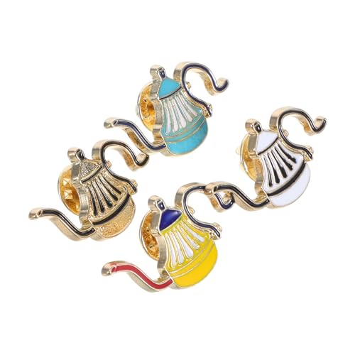 VALICLUD 4 Stück Kreative Kaffee Drip Pot Broschen Handgegossene Bunte Emaille Anstecker Kaffeetassen Zubehör für Rucksäcke Jacken Hüte für Kaffeeliebhaber von VALICLUD