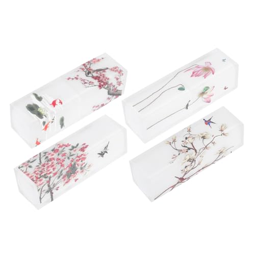 VALICLUD 4 Stück Kreative Lippenstifthülsen Halbtransparente Quadratische Lippenstiftbehälter Einfache Befüllung Kompakte für Lippenbalsam Lipcream Aufbewahrung Praktisch für Damen von VALICLUD