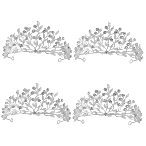 VALICLUD 4 Stück Krone Stirnbänder Haarschmuck Für Die Hochzeit Hochzeits-tiara Tiaras Haarschmuck Für Bräute Tiara Für Frauen Braut Europäisch Und Amerikanisch Zink Stirnband von VALICLUD