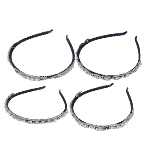VALICLUD 4 Stück Modische Perlen Haarreifen mit Strass Stilvolle Haarschmuck accessoires für Frauen und Mädchen Einfache und Stilvolle Kopfbedeckung für Alltag und Festliche Anlässe von VALICLUD