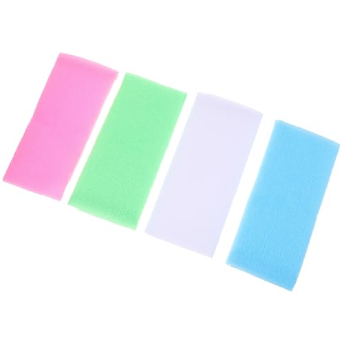 VALICLUD 4 Stück Nylon Peeling badetuch Lang Weich Sanfter Körperpeeling Rückenwäscher Dusche Wiederverwendbar Saugfähig für Effektive Hautreinigung und Einfache Anwendung von VALICLUD