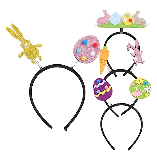 VALICLUD 4stücke Cartoon Ostern Haarschmuck Für Lustige Dekorative Stirnbänder Für Feiertagsfeiern Mit Verschiedenen Designs Hase Karotte Eier Und Blumen Für Festliche Anlässe von VALICLUD