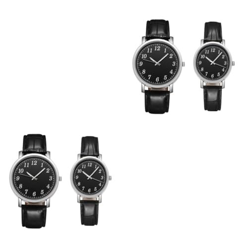 VALICLUD 4stücke Armbanduhr Für Einfache Kreative Liebesuhren Für Und Mit Schwarzem Und Lederarmband Für von VALICLUD