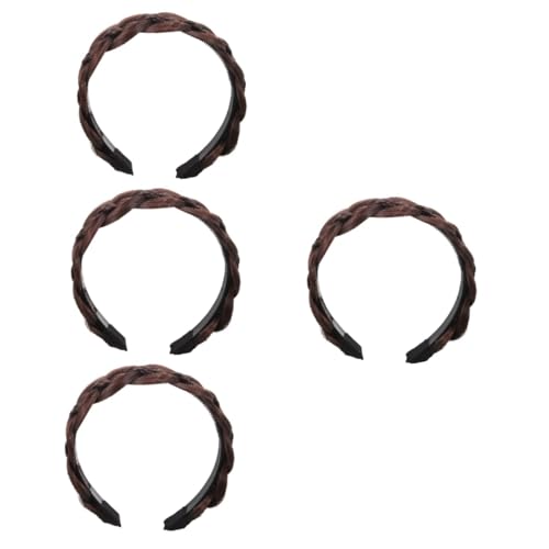 VALICLUD 4 Stück Perücke Mit Gezahntem Stirnband Haarband Kopfschmuck Haarschmuck Kapuzenpullover Damen Haarbänder Perücken Geflochtenes Stirnband Frauen Hochtemperaturdraht von VALICLUD