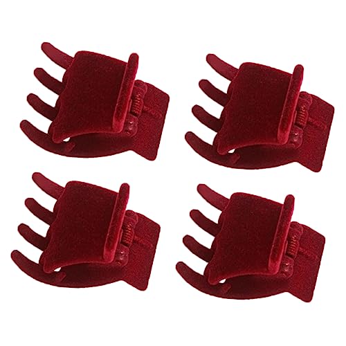 VALICLUD 4 Stück Plüsch Haarnadel Kleine Klauenklammern Für Haare Kiefer Haarklammern Klein Haarspange Haarspange Mini-haarklammern Kleine Haarclip Haarspangen Frauen Rot Samt von VALICLUD