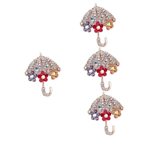 VALICLUD 4stücke Umbrella Brosche Mit Strass Kreative Anstecknadel Für Kleidung Hüte Und Schals Elegantes Accessoire Für Damen Langlebige Metallnadel Für Modische Akzente von VALICLUD