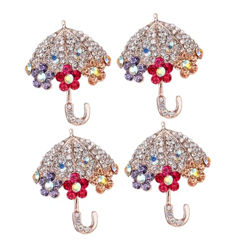 VALICLUD 4 Stück Regenschirm Broschen mit Funkelnden Strasssteinen Stilvolle Anstecknadeln für Damen Modische Schmuckaccessoires für Kleidung Schals und Mäntel Leicht und Kompakt von VALICLUD