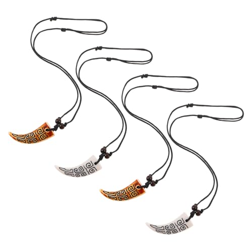 VALICLUD 4 Stück Resin Zahn Anhänger Halskette Unisex Retro Design Verstellbare Kordel Beach Choker Schmuck für Damen und Herren Modisches Langlebiges Accessoire von VALICLUD