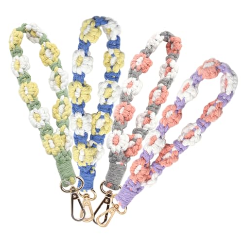 VALICLUD Schlüsselanhänger- Handgefertigt Gewebtes Armband Gänseblümchen-Blumen-schlüsselring Handgelenk-schlüsselanhänger Modisches Accessoire Für Frauen von VALICLUD