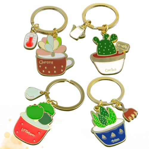 VALICLUD 4stücke Lustige Kaktus Schlüsselanhänger Aus Edelstahl Kreative Sukkulente Schlüsselbund Deko Für Damen Einzigartige Für Frauen Hängende Dekoration Für Taschen Und von VALICLUD