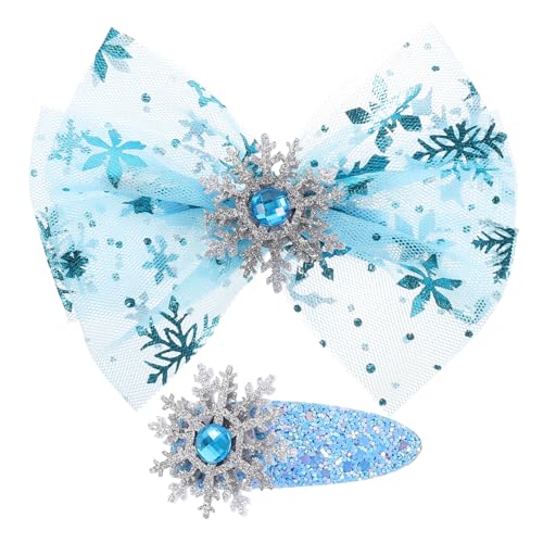 VALICLUD 4 Stück Schneeflocke Haarnadel Kopfschmuck Für Kinder Weihnachtshaarschleifen Haar Klammern Haarschmuck Für Kinder Haarspangen Mädchen Ausgabekarte Krawatte Stoff (polyester) von VALICLUD