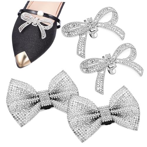 VALICLUD 4 Stück Schuhclips mit Strass Schleifen Teiliges für Damen Absätze Pumps Flats Eleganter Schuhschmuck Abnehmbare Deko Einfache Anwendung Schuhschaden von VALICLUD