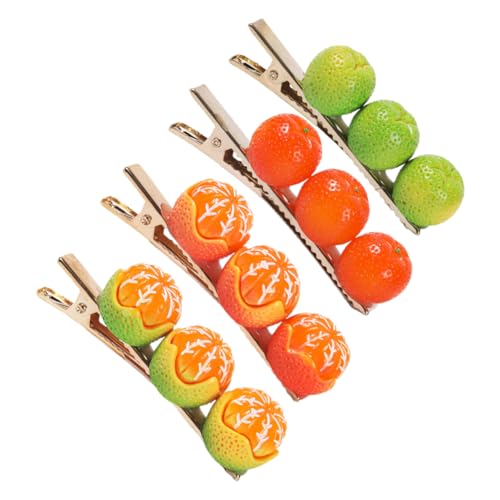VALICLUD 4 Stück Simulierte orangefarbene Haarnadelkurve Früchte orangefarbenes Zubehör UPS schälen Rote Haare Clips haarschmuck Haarspangen aus Kunststoff Haarspangen für Mädchen Harz von VALICLUD