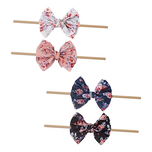 VALICLUD 4stücke Haarband Mit Blumenmuster Und Schleifen Weiches Und Bequemes Stirnband Für Neugeborene Und Kleinkinder Für Fotoshootings Und Besondere Anlässe von VALICLUD