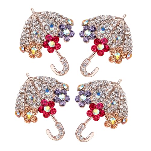 VALICLUD 4 Stück Strassbesetzte Regenschirm Broschen Damen Anstecknadeln mit Funkelnden Kristallen Modische Schmuckaccessoires für Kleidung Schals Rucksäcke und Mäntel von VALICLUD