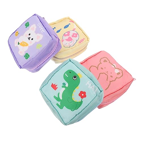 VALICLUD 4 Stück Süße Periodentaschen für Multifunktionale Kosmetiktaschen für Damenbinden und Kleine Gegenstände Tragbare Tierdruck Geldbörsen Verschiedenen Designs Fauler Dinosaurier von VALICLUD