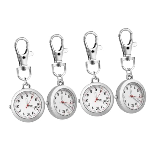 VALICLUD 4 Stück Taschenuhr Abzeichen der studentischen Krankenschwester Anstecknadel Stainless Steel inoxlm Schlüsselringe Krankenschwester Uhr Schlüsselanhänger Uhren Runde Uhren Anzahl von VALICLUD