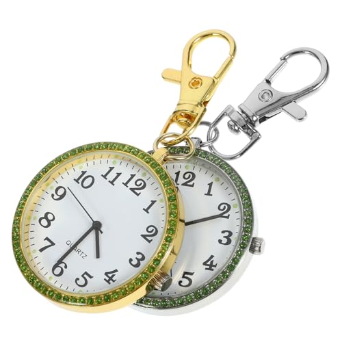 VALICLUD 4stücke Taschenuhr Mit Strass-Applikationen Clip Design Für Schlüsselanhänger Für Und Ärzte Präzise Mechanische Bewegung Große Ziffern Für Einfache Zeitablesung von VALICLUD