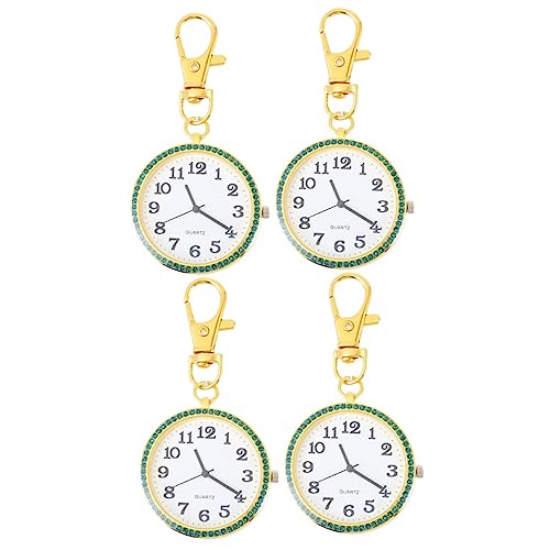 VALICLUD 4stücke Clip Taschenuhr Schlüsselanhänger Große Ziffern Tragbare Uhr Für Medizin Und Alltagsgebrauch Für Studenten Und Business-anlässe Goldfarben von VALICLUD