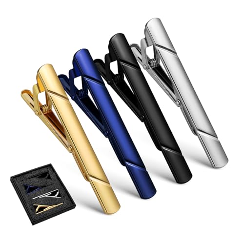 VALICLUD 4 Stück Teilig Krawattenklammern für Herren Schlichte Glatte Oberfläche Stilvoller Necktie Clip für Hochzeit Business und Festliche Anlässe Edles im Geschenkbox Design von VALICLUD