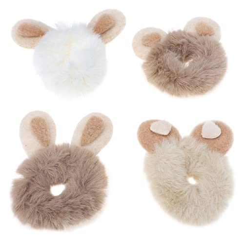 VALICLUD 4 Stück Teiliges Bunny Ear Haargummis für Mädchen Elastische Haarschmuck Scrunchies für Pferdeschwanz und Armband Niedliche Ohr Haargummis für Verschiedene Anlässe von VALICLUD